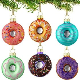 Blown Glass Fruit Dessert Holiday Christmas Tree Decoration Pendant (Option: Donut Random Color)