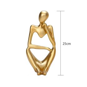 Nordic Abstract Figures Home Decoration Accessories Sculptures Living Room Study Decor Gold Humanoid Resin Embellishment Statues (Color: thinker B)