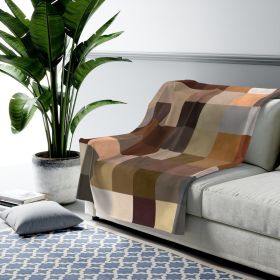 Accent Blankets, Multicolor Block Natural Brown Style Throw Blanket (size: 30" × 40")